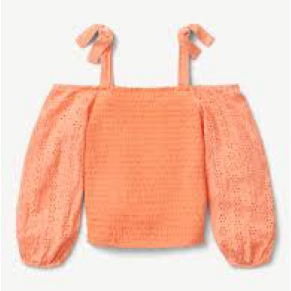Justice Girl's Plus Smocked Long Sleeve Cold Shoulder Top